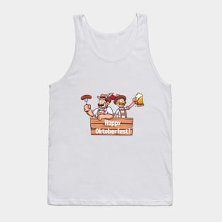 Happy Oktoberfest Bavarian Men With Sign Tank Top